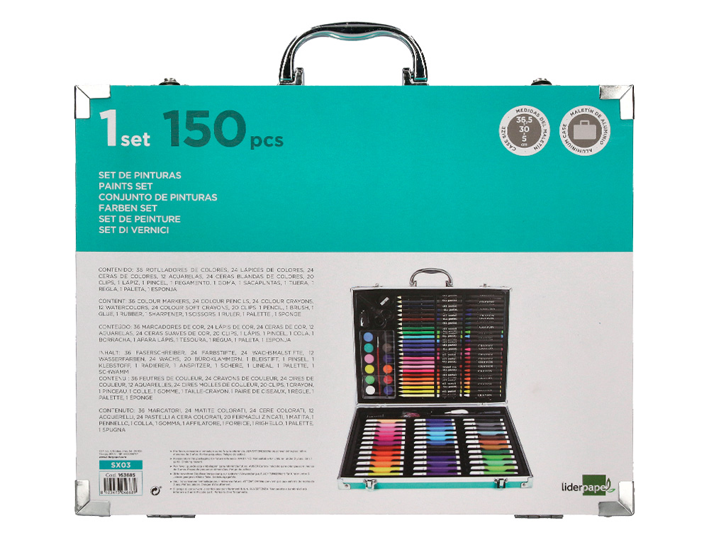 SET DE PINTURE LIDERPAPEL ALUMIUM 150 PIECES BOITE DE   37,8X29,7X4,6 CM