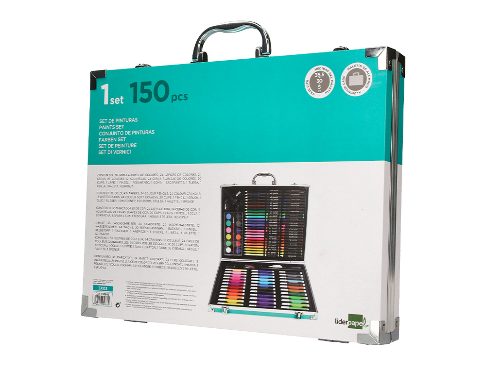 SET DE PINTURE LIDERPAPEL ALUMIUM 150 PIECES BOITE DE   37,8X29,7X4,6 CM