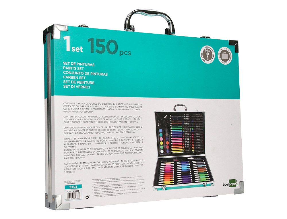 SET DE PINTURE LIDERPAPEL ALUMIUM 150 PIECES BOITE DE   37,8X29,7X4,6 CM