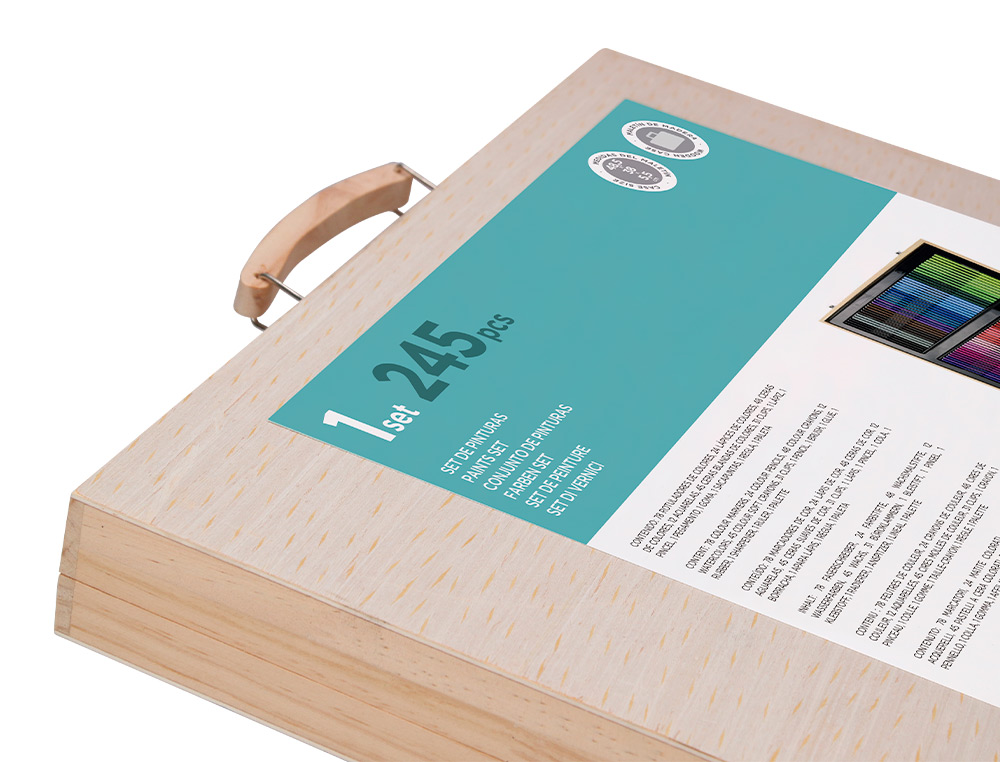 SET DE PINTURE LIDERPAPEL BOIS 245 PIECES BOITE DE 49X36,6X4,5 CM