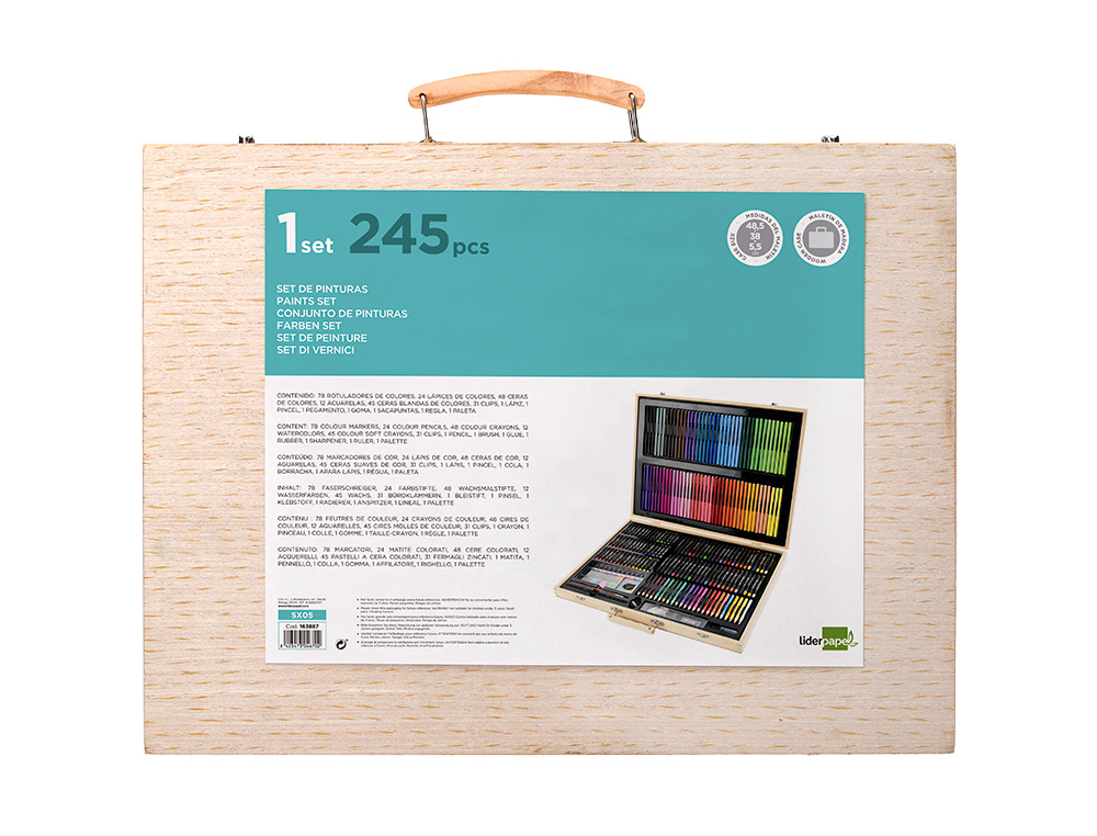 SET DE PINTURE LIDERPAPEL BOIS 245 PIECES BOITE DE 49X36,6X4,5 CM