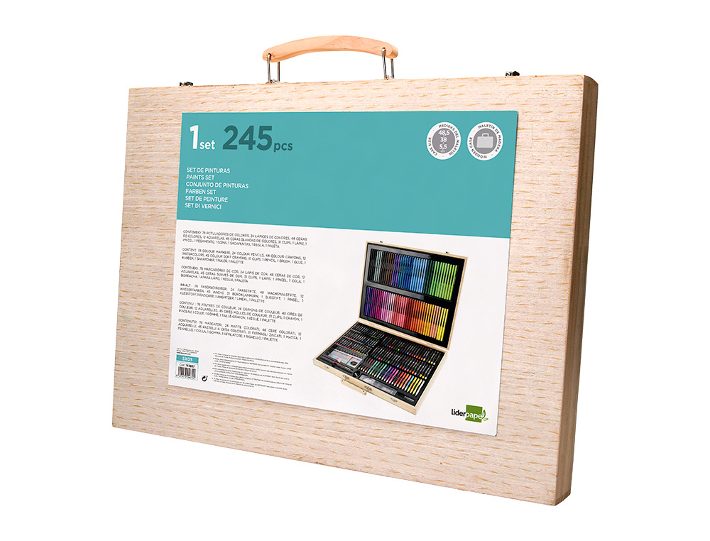 SET DE PINTURE LIDERPAPEL BOIS 245 PIECES BOITE DE 49X36,6X4,5 CM