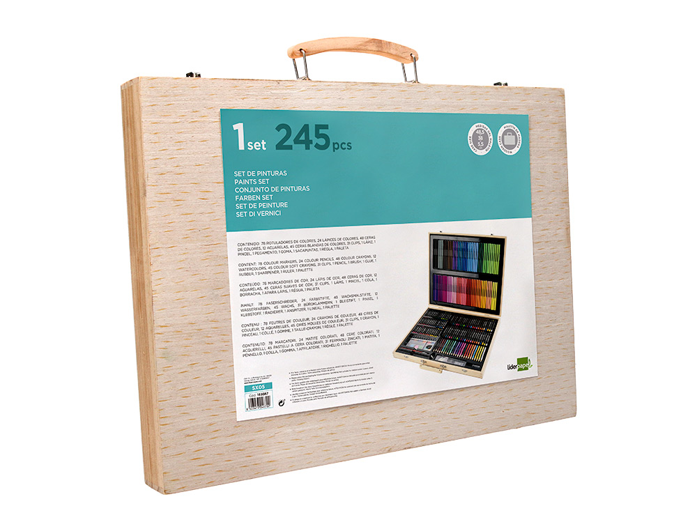 SET DE PINTURE LIDERPAPEL BOIS 245 PIECES BOITE DE 49X36,6X4,5 CM