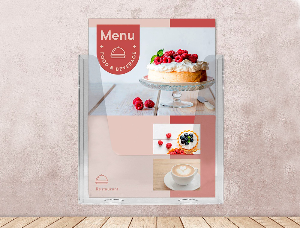 PORTE-VISUELS Q-CONNECT MURAL PLEXIGLAS TRANSPARENT FORMAT  A4 225X50X244 MM