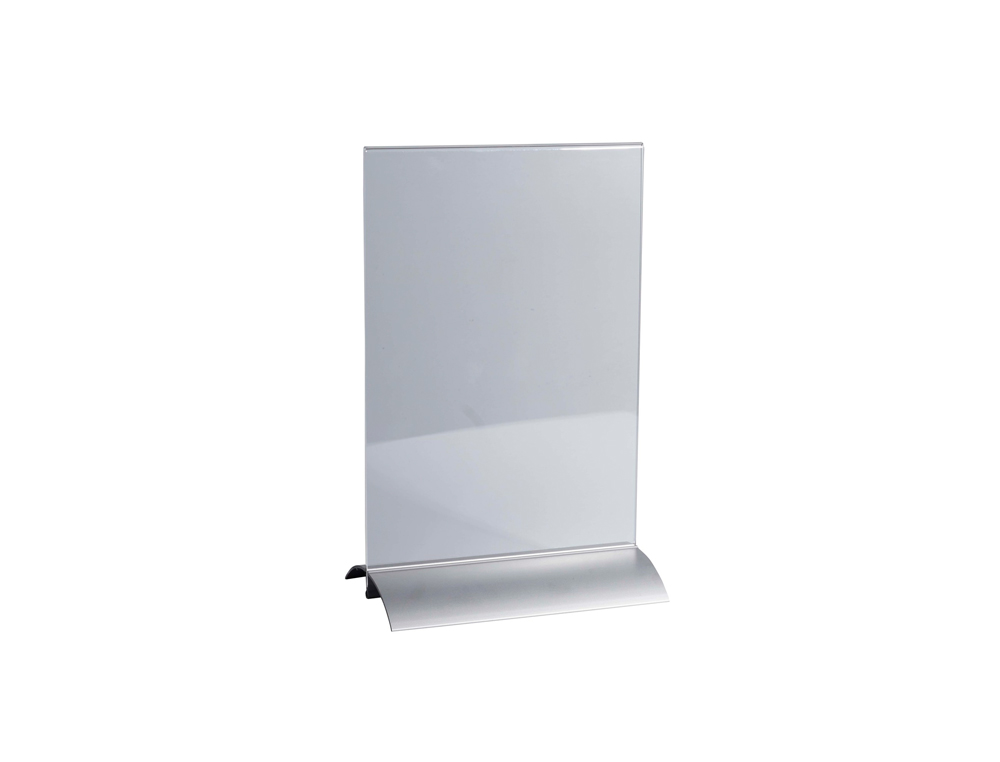 PORTE-VISUEL EXACOMPTA ACRYLIQUE VERTICAL A5 SOCLE   ALUMINIUM COLORIS CRISTAL