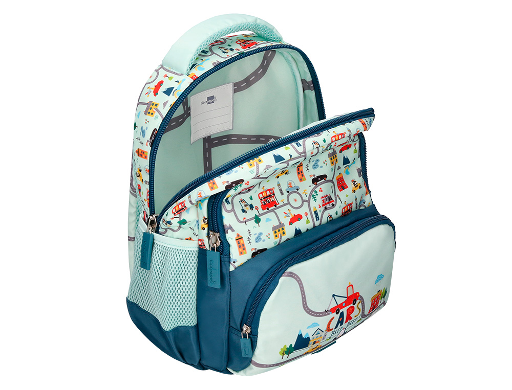 SAC A DOS LIDERPAPEL SCOLAIRE VOITURE 350X110X270MM COLORIS VERT D'EAU