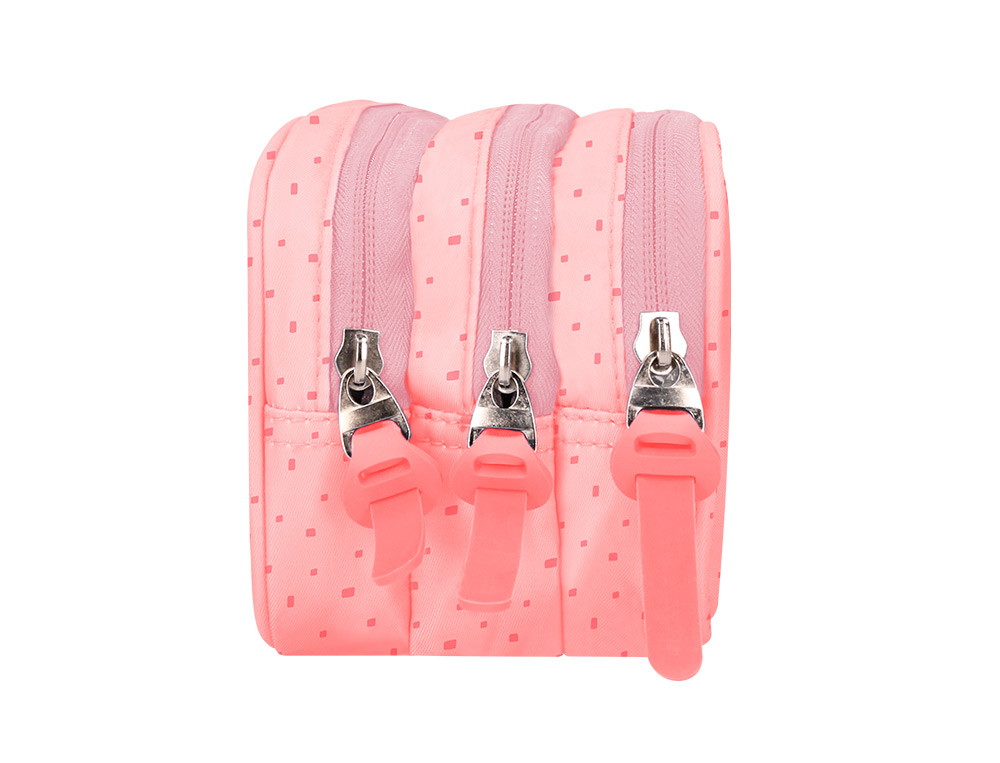 TROUSSE LIDERPAPEL SCOLAIRE 3 COMPARTIMENTS COLORIS ROSE