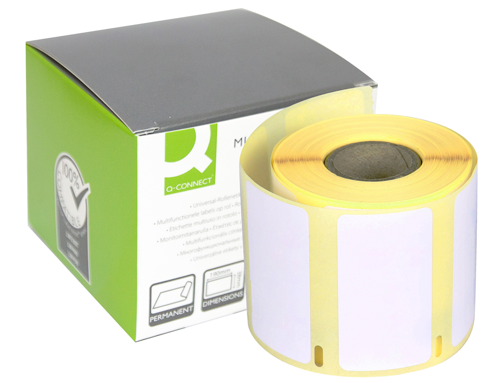 TIQUETTE ADHSIVE Q-CONNECT 38X190MM COMPATIBLE DYMO 99018 BOTE 110 UNITS