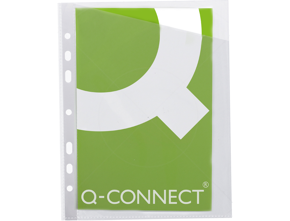 POCHETTE COIN Q-CONNECT PVC TRANSPARENT 9/100E 290X195MM PERFORE 4 TROUS BOTE 100 UNITS