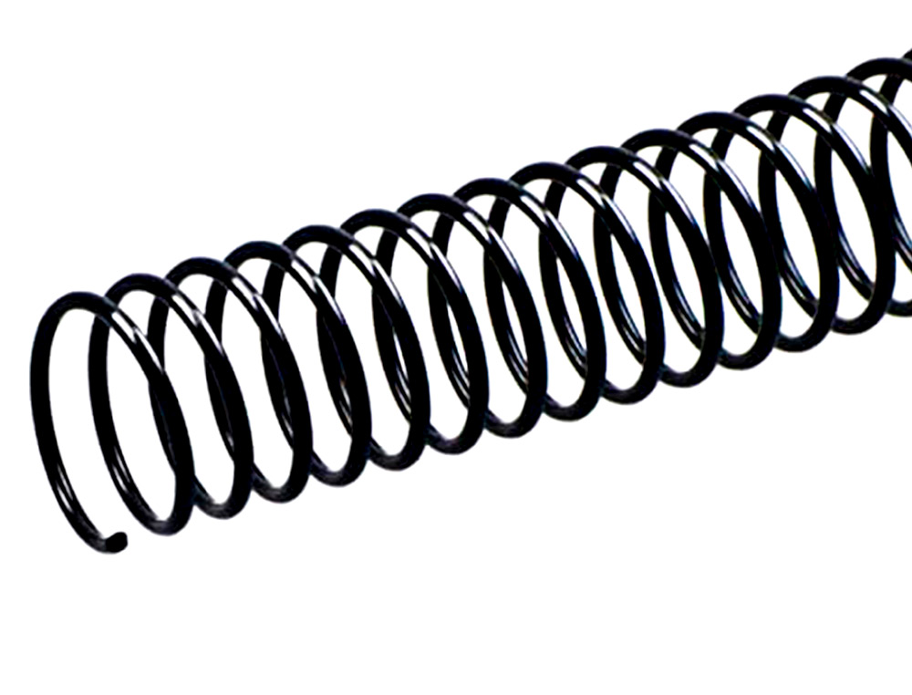 SPIRALE Q-CONNECT MTALLIQUE RELIEUR PAS 4:1 160F CALIBRE 1.2MM DIAMTRE 20MM COLORIS NOIR BOTE 100 UNITS