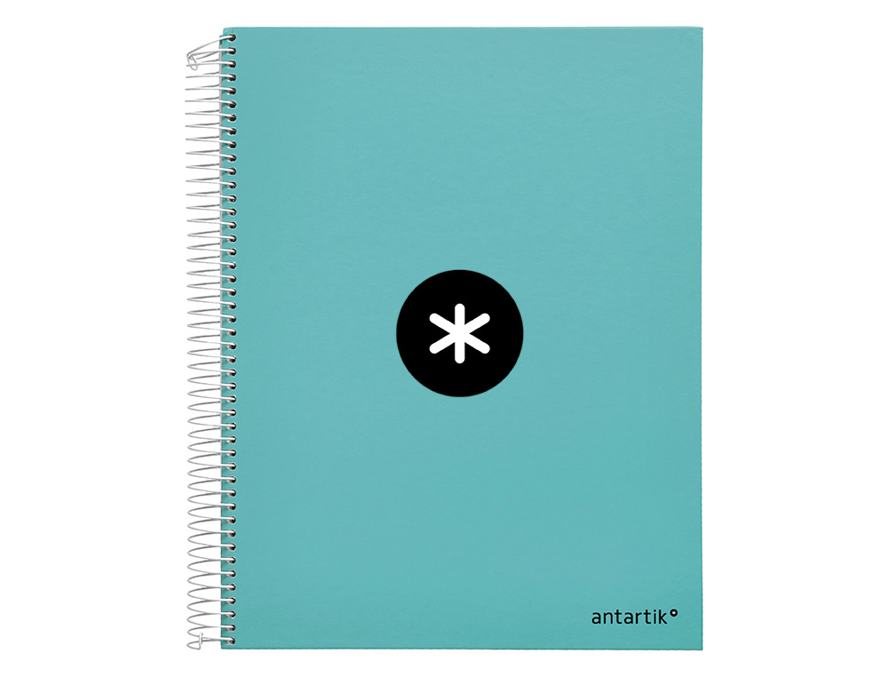 CAHIER SPIRALE ANTARTIK A4 240P 90G REMBORDE QUADRILLAGE 5MM MICROPERFORE 5 BANDES 4 TROUS COLORIS MENTHE