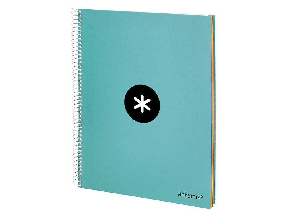 CAHIER SPIRALE ANTARTIK A4 240P 90G REMBORDE QUADRILLAGE 5MM MICROPERFORE 5 BANDES 4 TROUS COLORIS MENTHE