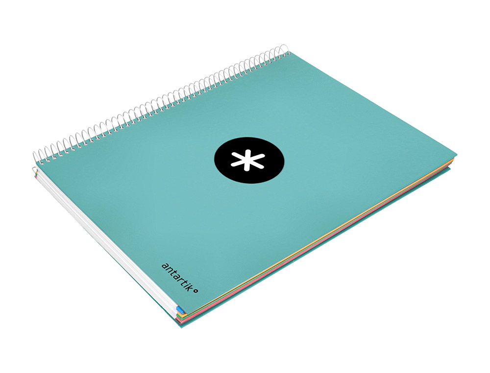 CAHIER SPIRALE ANTARTIK A4 240P 90G REMBORDE QUADRILLAGE 5MM MICROPERFORE 5 BANDES 4 TROUS COLORIS MENTHE