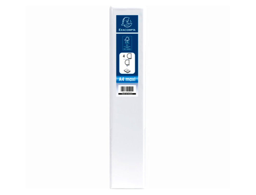 CLASSEUR EXACOMPTA KREACOVER 4 ANNEAUX 40MM A4+ CARTON RECOUVERT POLYPROPYLNE DOS 64MM PERSONNALISABLE BLANC