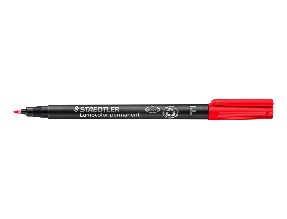 STYLO-FEUTRE STAEDTLER LUMOCOLOR PERMANENT POINTE FINE 0.6MM MULTI-SUPPORTS SCHAGE IMMDIAT RSISTANT EAU COLORIS ROUGE
