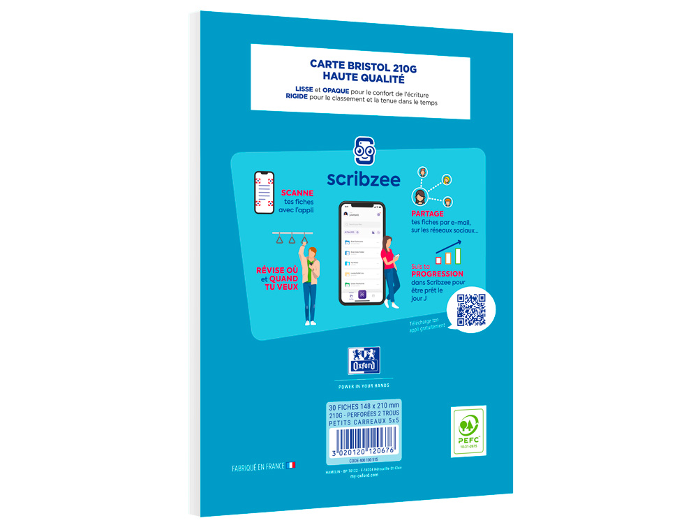 CAHIER DE FICHES BRISTOL 2.0 OXFORD A5 14,8X21CM 5X5MM 30 UNITS