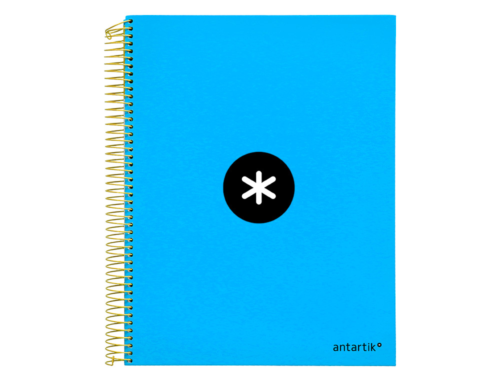 CAHIER SPIRALE ANTARTIK A4 240P 90G COUVERTURE REMBORDEE QUADRILLAGE 5MM 4 TROUS COIL-LOCK COLORIS BLEU