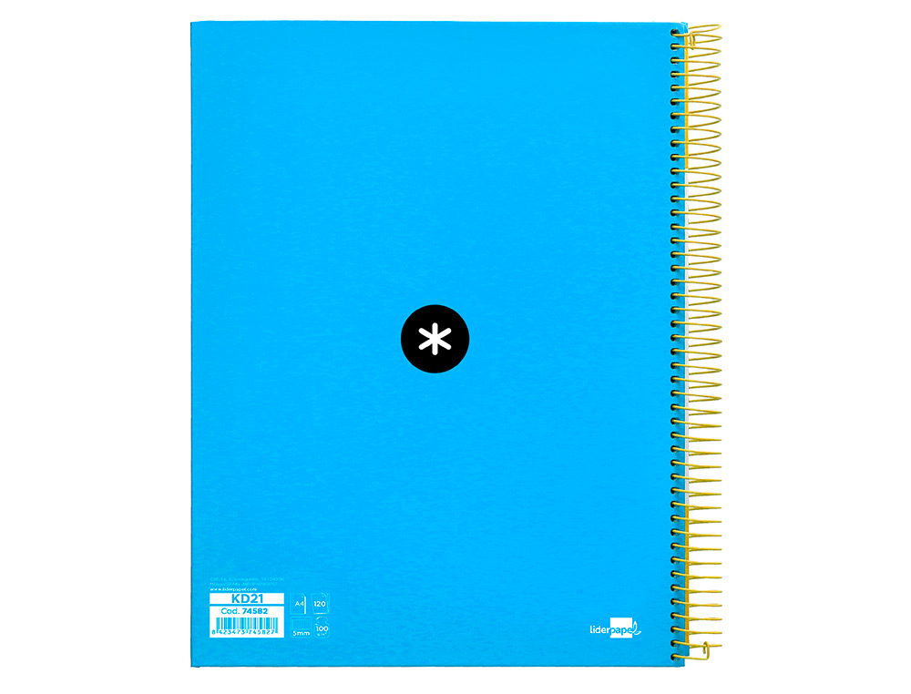 CAHIER SPIRALE ANTARTIK A4 240P 90G COUVERTURE REMBORDEE QUADRILLAGE 5MM 4 TROUS COIL-LOCK COLORIS BLEU