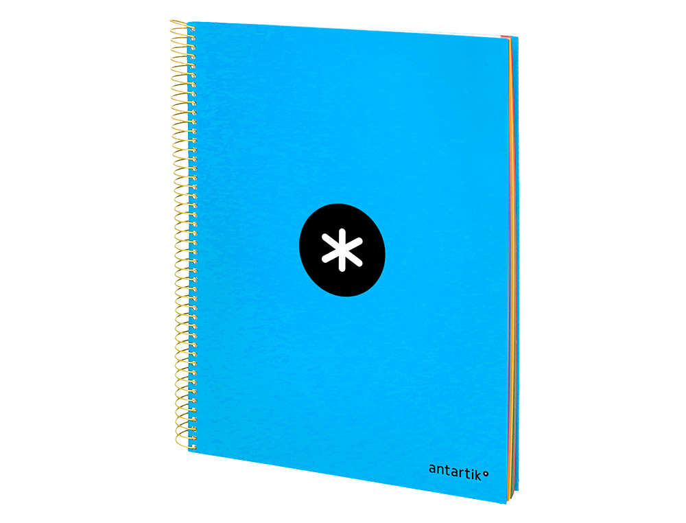 CAHIER SPIRALE ANTARTIK A4 240P 90G COUVERTURE REMBORDEE QUADRILLAGE 5MM 4 TROUS COIL-LOCK COLORIS BLEU