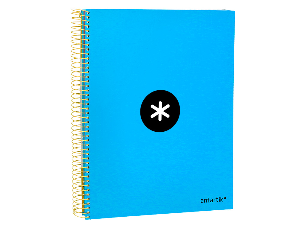 CAHIER SPIRALE ANTARTIK A4 240P 90G COUVERTURE REMBORDEE QUADRILLAGE 5MM 4 TROUS COIL-LOCK COLORIS BLEU