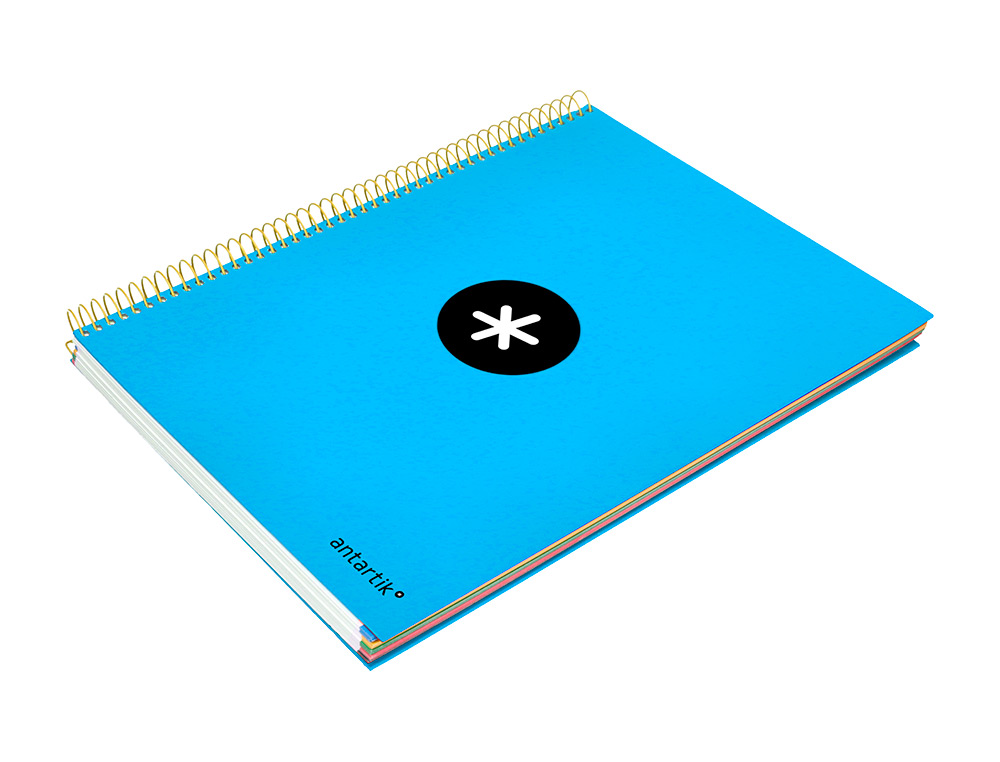 CAHIER SPIRALE ANTARTIK A4 240P 90G COUVERTURE REMBORDEE QUADRILLAGE 5MM 4 TROUS COIL-LOCK COLORIS BLEU