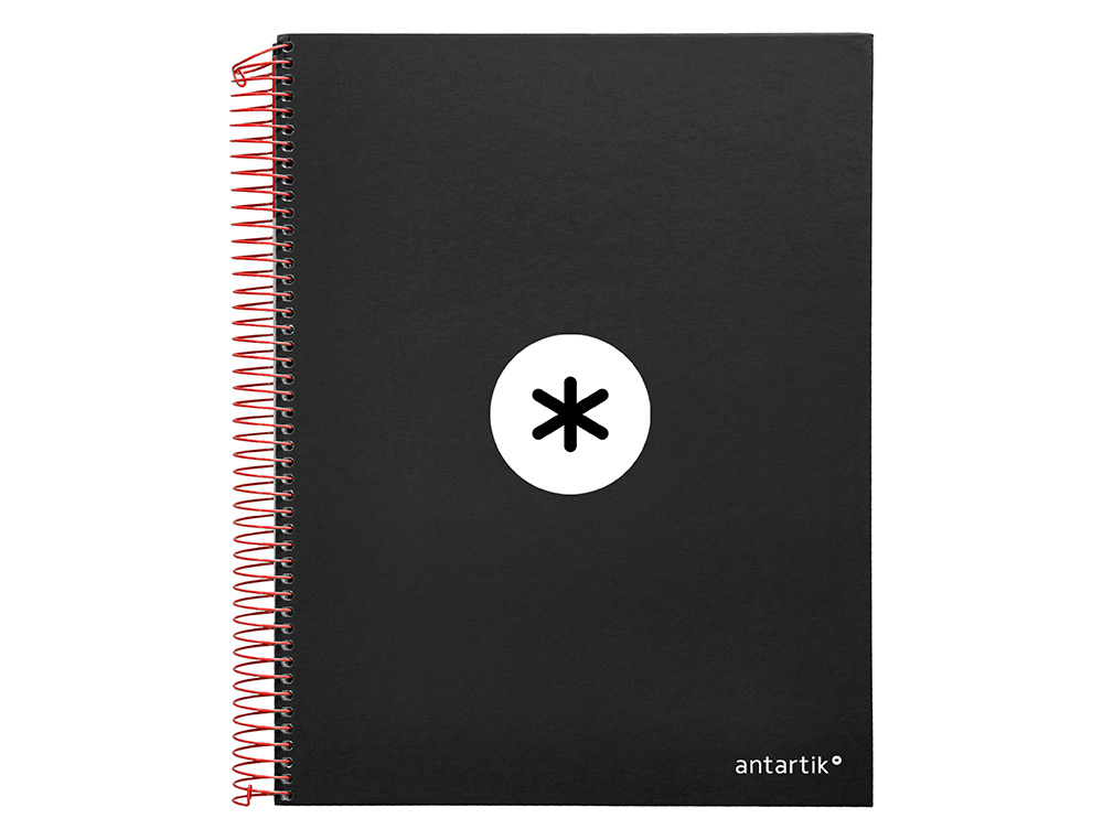 CAHIER SPIRALE ANTARTIK A4 240P 90G COUVERTURE REMBORDEE QUADRILLAGE 5MM 4 TROUS       COIL-LOCK COLORIS NOIR