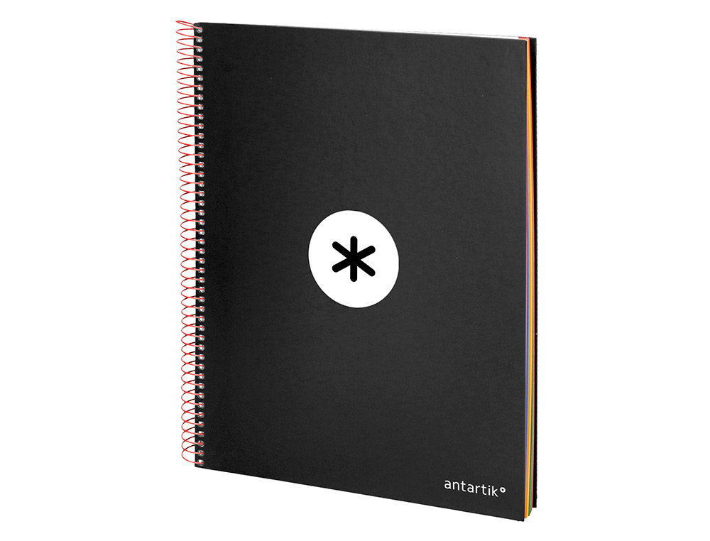 CAHIER SPIRALE ANTARTIK A4 240P 90G COUVERTURE REMBORDEE QUADRILLAGE 5MM 4 TROUS       COIL-LOCK COLORIS NOIR
