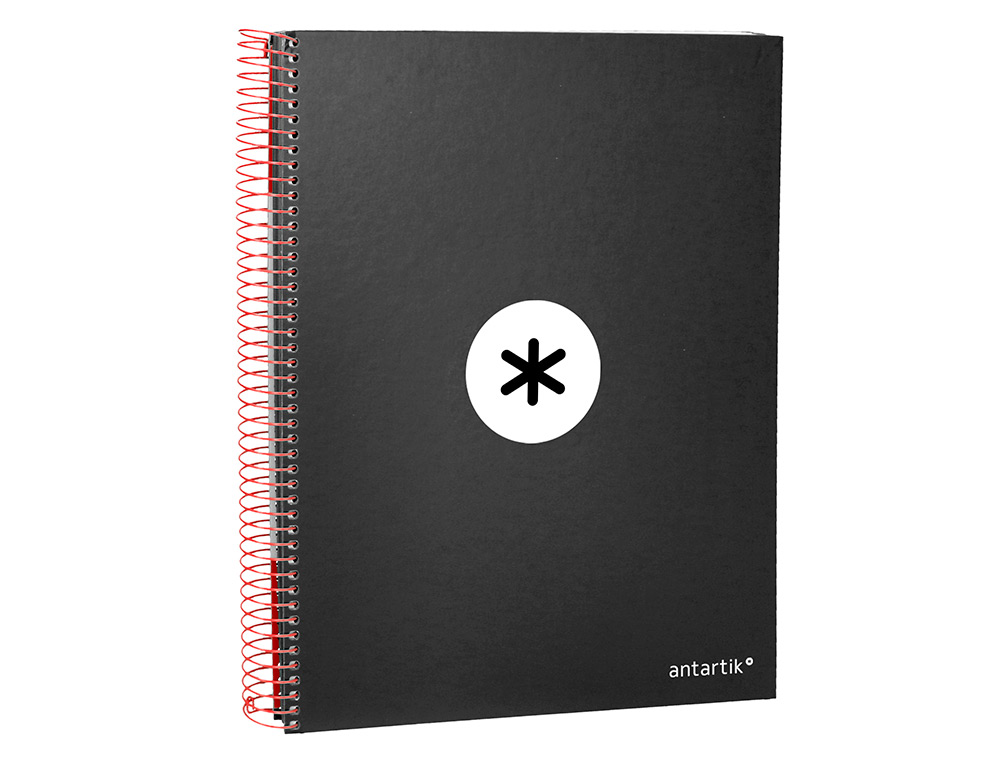 CAHIER SPIRALE ANTARTIK A4 240P 90G COUVERTURE REMBORDEE QUADRILLAGE 5MM 4 TROUS       COIL-LOCK COLORIS NOIR