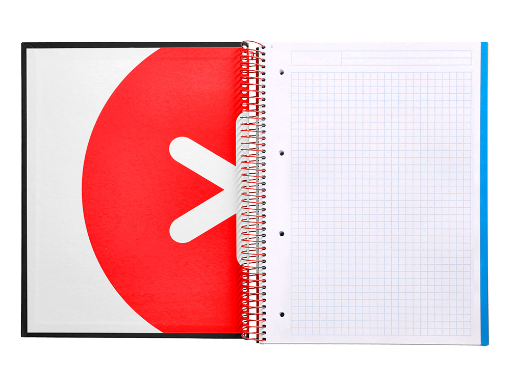 CAHIER SPIRALE ANTARTIK A4 240P 90G COUVERTURE REMBORDEE QUADRILLAGE 5MM 4 TROUS       COIL-LOCK COLORIS NOIR