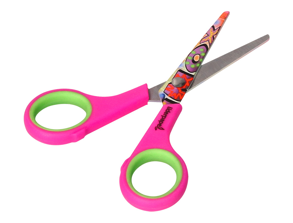 CISEAUX LIDERPAPEL DCOR 5/8 ANS LAMES ACIER INOXYDABLE DCORES POINTE ARRONDIE ANTI-COUPE 140MM