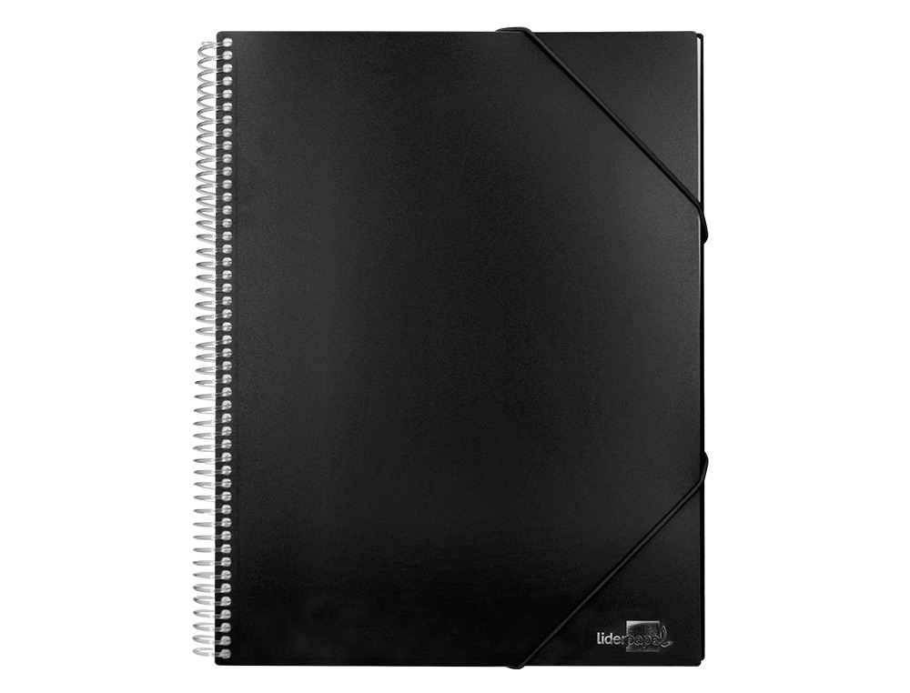 PROTGE-DOCUMENTS LIDERPAPEL POLYPROPYLNE COUVERTURE RIGIDE SPIRALE 50 POCHETTES FIXES A4 210X297MM COLORIS NOIR
