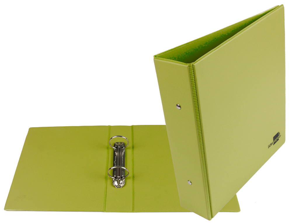 CLASSEUR LIDERPAPEL 2 ANNEAUX RONDS 40MM A5 CARTON REMBORDÉ PVC COLORIS VERT PISTACHE