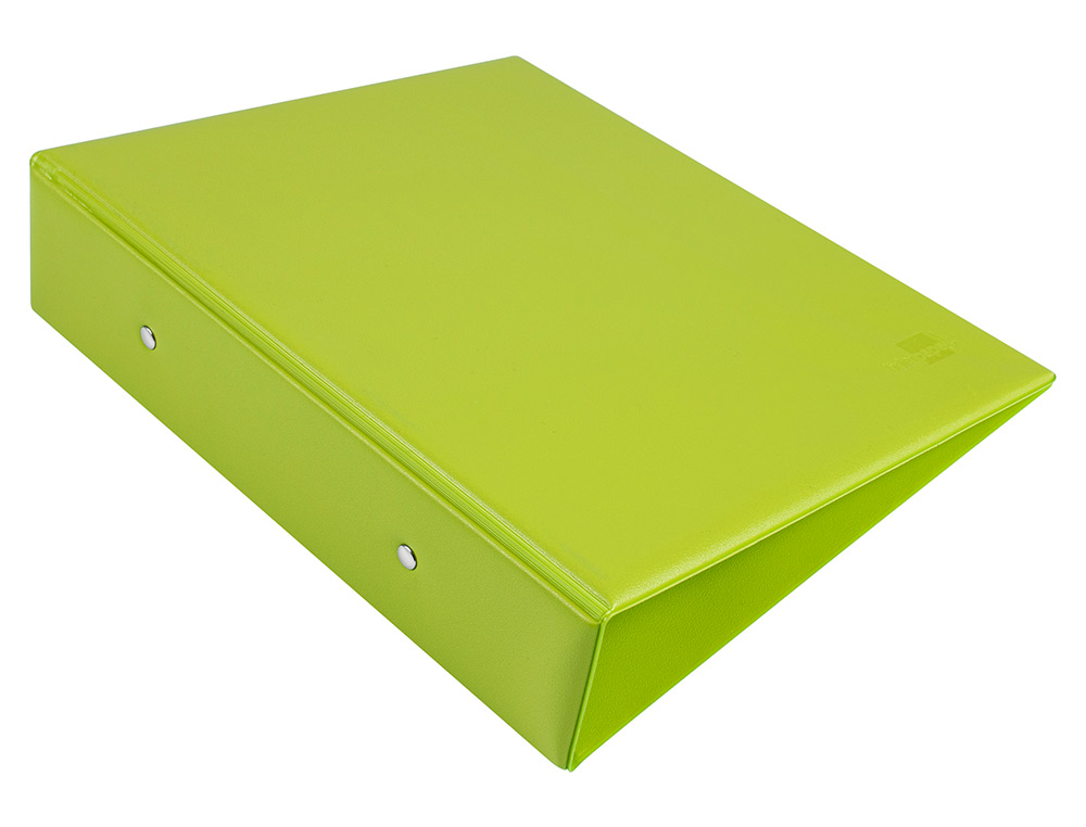 CLASSEUR LIDERPAPEL 2 ANNEAUX RONDS 40MM A5 CARTON REMBORDÉ PVC COLORIS VERT PISTACHE