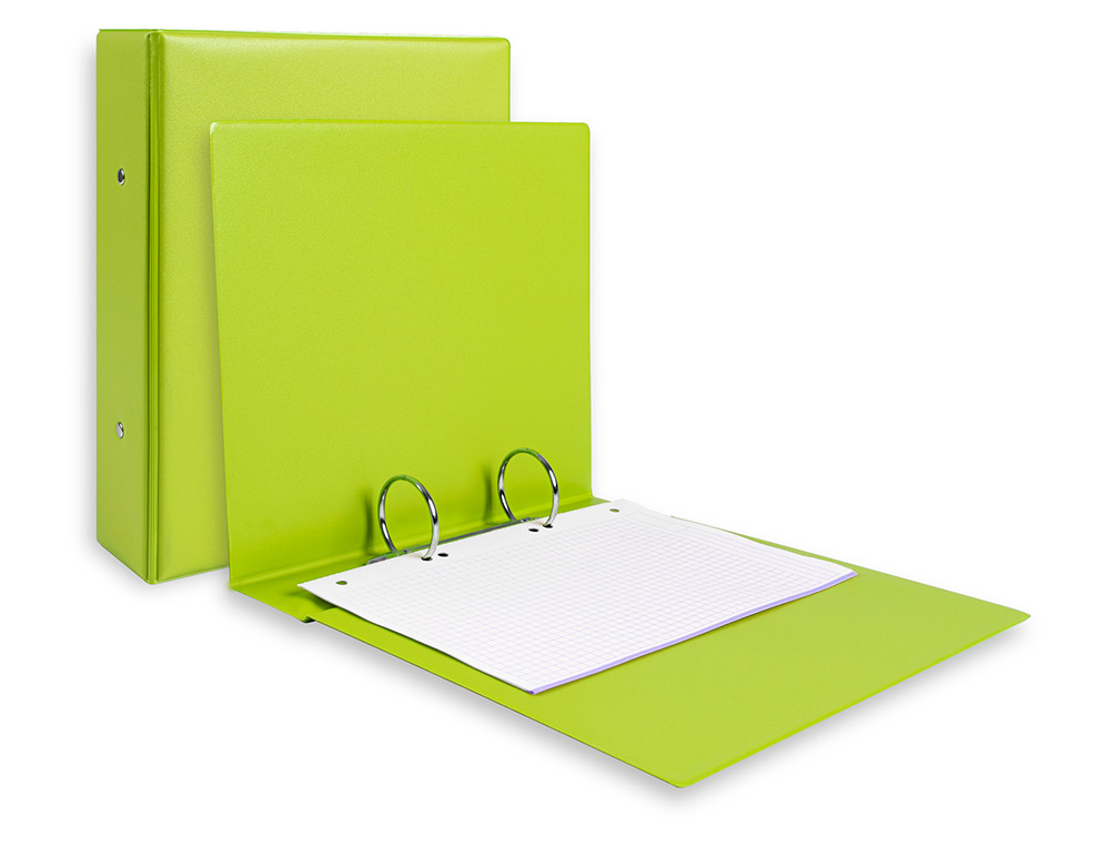 CLASSEUR LIDERPAPEL 2 ANNEAUX RONDS 40MM A5 CARTON REMBORDÉ PVC COLORIS VERT PISTACHE