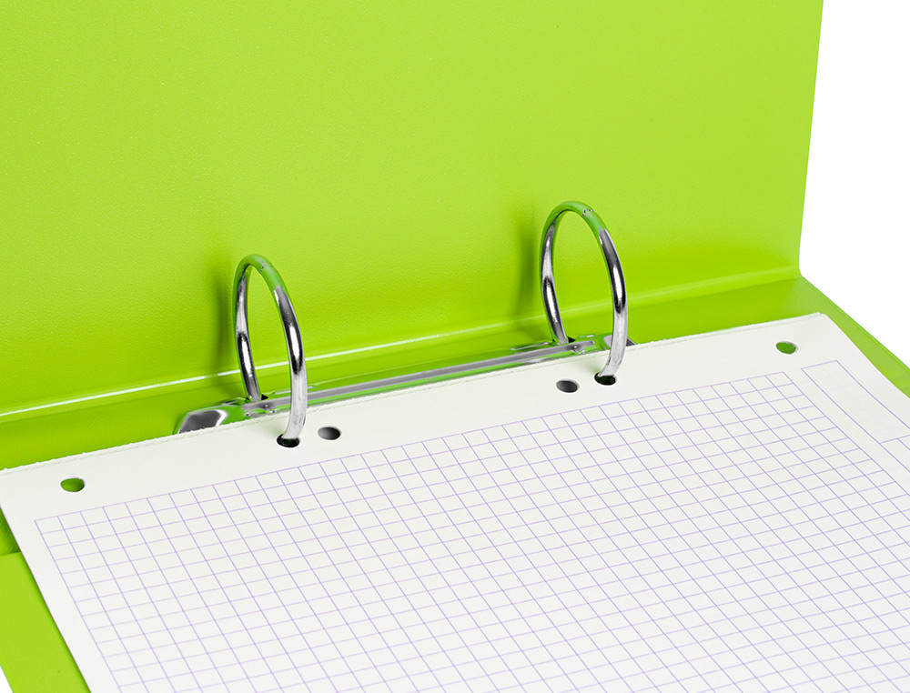 CLASSEUR LIDERPAPEL 2 ANNEAUX RONDS 40MM A5 CARTON REMBORDÉ PVC COLORIS VERT PISTACHE