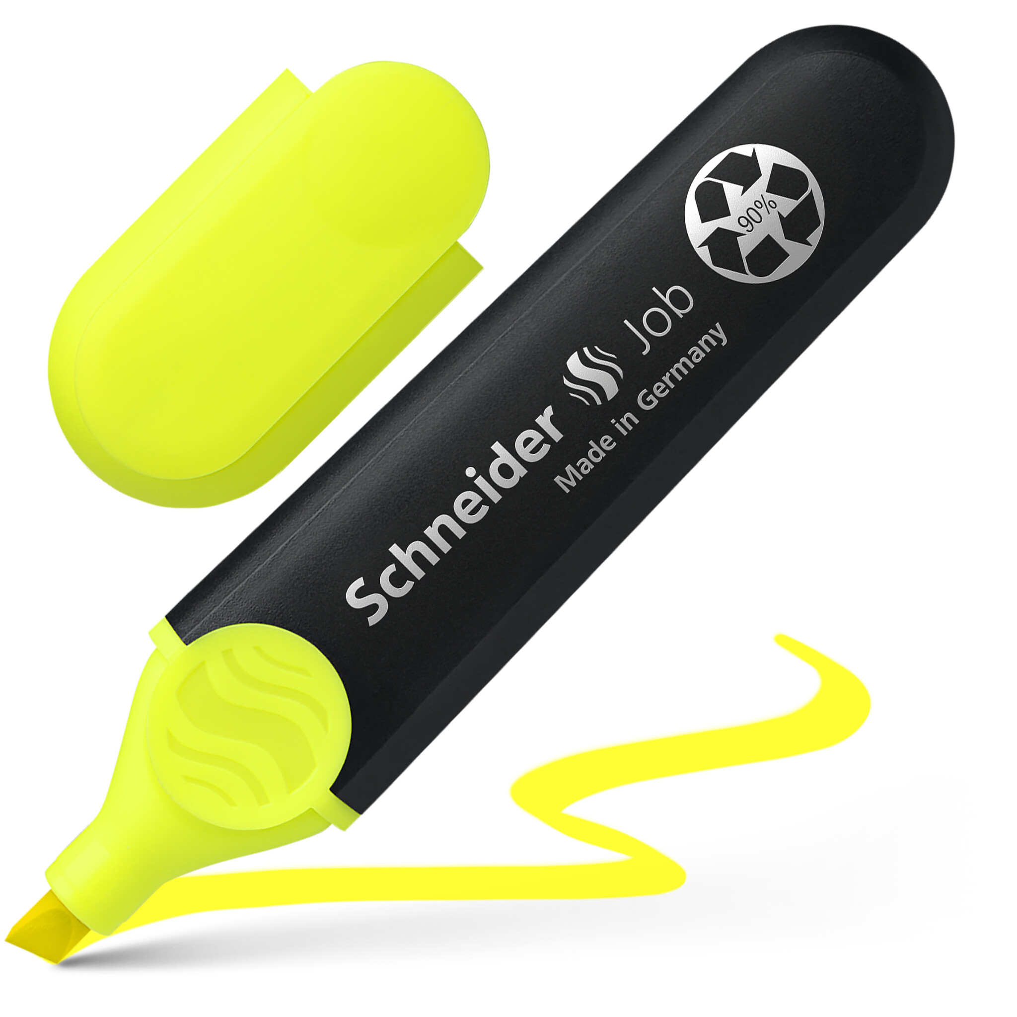 SURLIGNEUR SCHNEIDER JOB POINTE BISEAUTEE RECHARGEABLE AVEC MAXX 660 REFILL STATION  RESISTE EVAPORATION JAUNE
