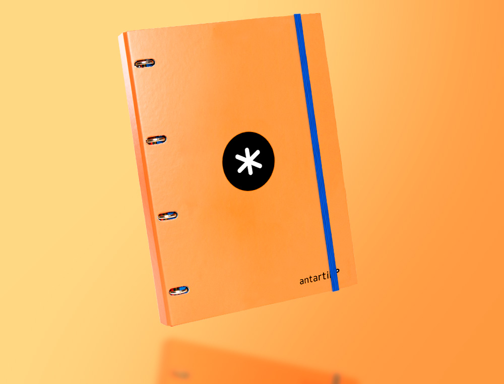 CLASSEUR ANTARTIK 4 ANNEAUX RONDS 25MM A4 CARTON REMBORDÉ FEUILLETS MOBILES QUADRILLAGE 5MM COLORIS ORANGE