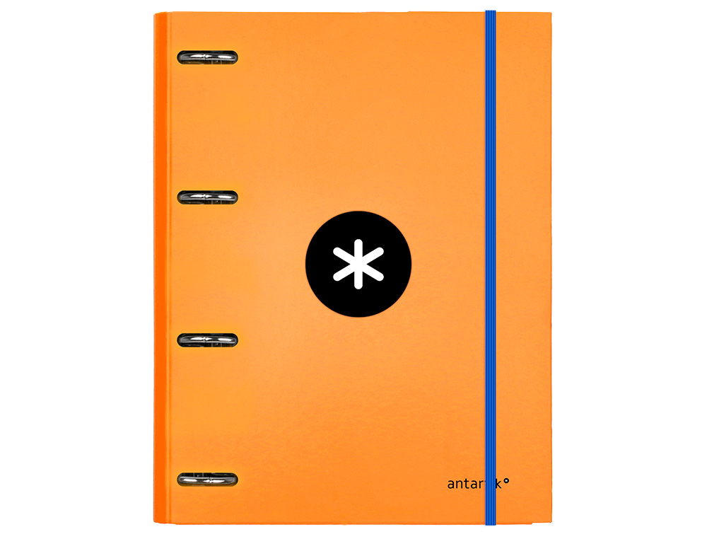 CLASSEUR ANTARTIK 4 ANNEAUX RONDS 25MM A4 CARTON REMBORDÉ FEUILLETS MOBILES QUADRILLAGE 5MM COLORIS ORANGE