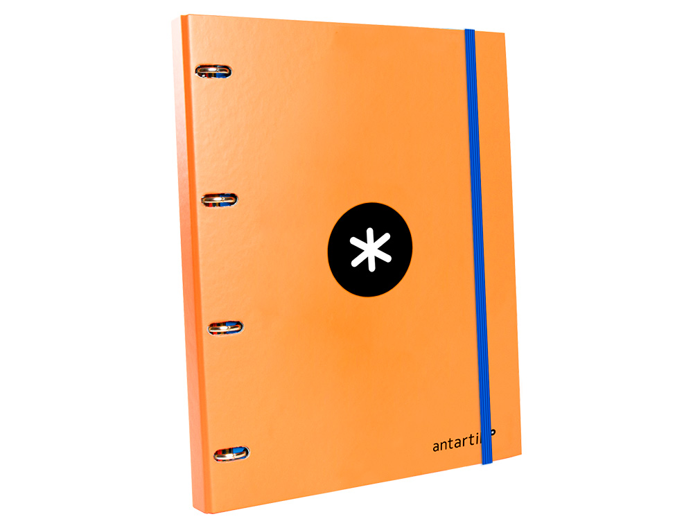 CLASSEUR ANTARTIK 4 ANNEAUX RONDS 25MM A4 CARTON REMBORDÉ FEUILLETS MOBILES QUADRILLAGE 5MM COLORIS ORANGE