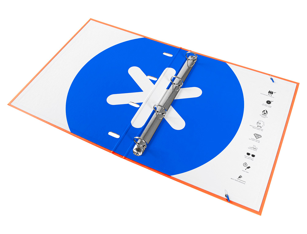CLASSEUR ANTARTIK 4 ANNEAUX RONDS 25MM A4 CARTON REMBORDÉ FEUILLETS MOBILES QUADRILLAGE 5MM COLORIS ORANGE