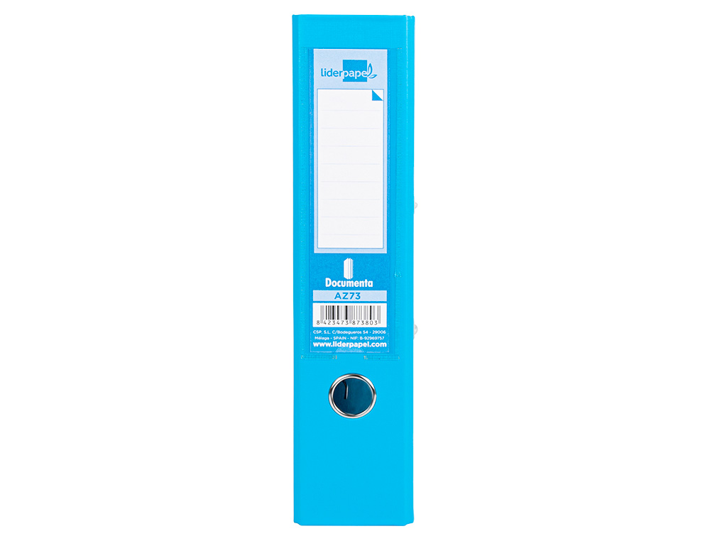 CLASSEUR LEVIER LIDERPAPEL A4 DOCUMENTA CARTON REMBORD 1,9MM DOS 75MM RADO MTALLIQUE COLORIS BLEU CIEL