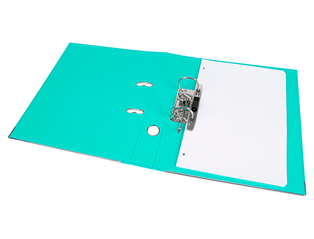 CLASSEUR LEVIER LIDERPAPEL A4 DOCUMENTA CARTON REMBORD 1,9MM DOS 75MM RADO MTALLIQUE COLORIS VERT CLAIR