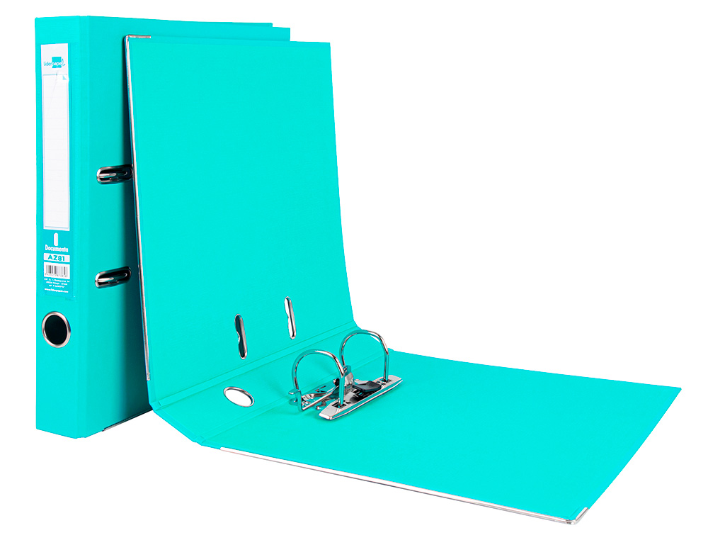 CLASSEUR LEVIER LIDERPAPEL A4 DOCUMENTA CARTON REMBORD 1,9MM DOS 75MM RADO MTALLIQUE COLORIS VERT CLAIR