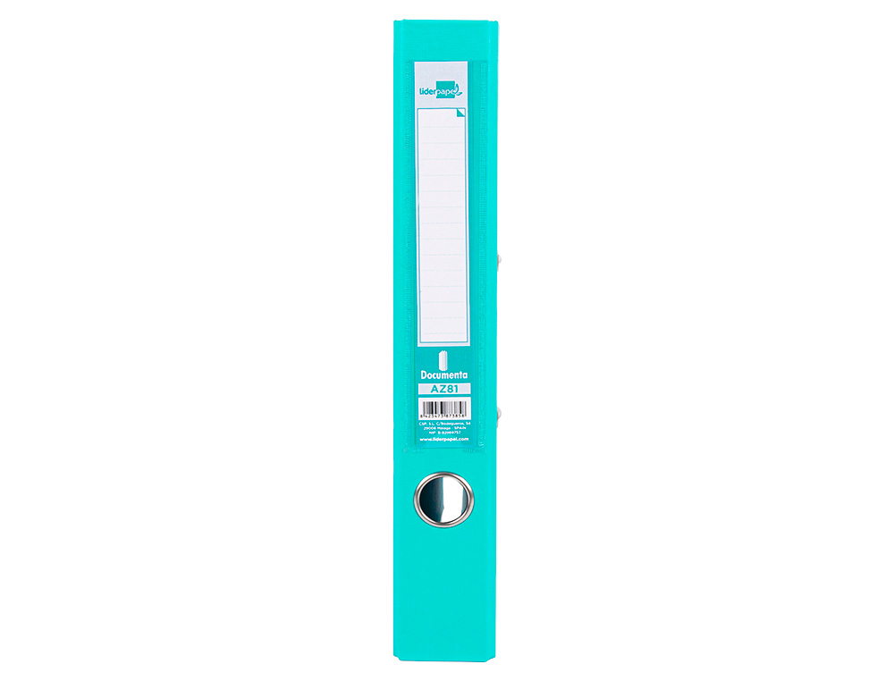 CLASSEUR LEVIER LIDERPAPEL A4 DOCUMENTA CARTON REMBORD 1,9MM DOS 75MM RADO MTALLIQUE COLORIS VERT CLAIR