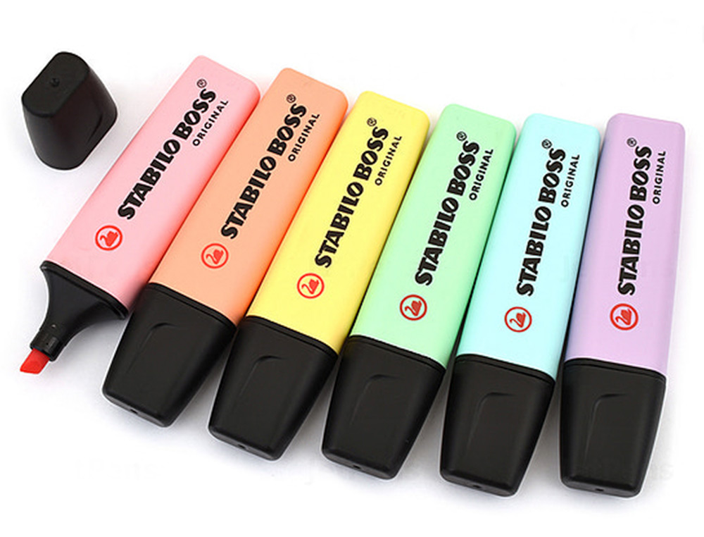 SURLIGNEUR STABILO BOSS PASTEL TRAC 2/5MM POINTE BISEAUTE ENCRE UNIVERSELLE BASE EAU RSISTANTE LUMIRE CRME JAUNE