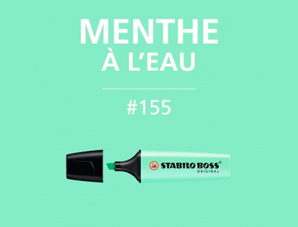 SURLIGNEUR STABILO BOSS PASTEL TRAC 2/5MM POINTE BISEAUTE ENCRE UNIVERSELLE BASE EAU RSISTANTE LUMIRE MENTHE  L'EAU