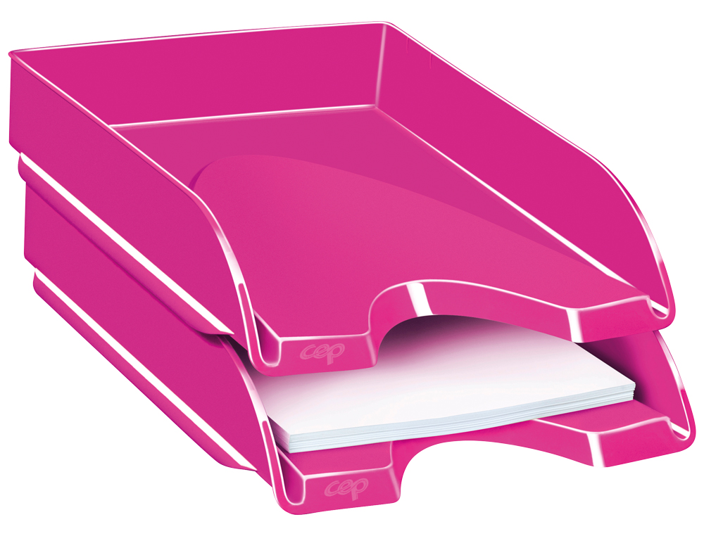 CORBEILLE  COURRIER CEP GLOSS POLYSTYRNE 2 RENFORTS LATRAUX 348x257x66MM COLORIS ROSE PEPSY
