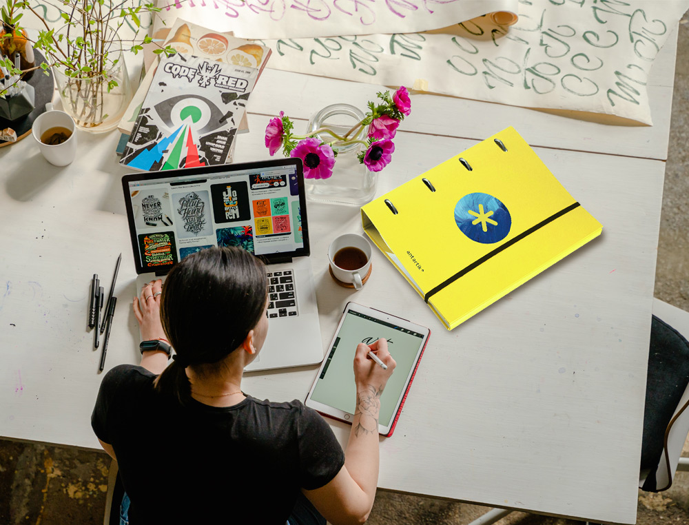 CLASSEUR ANTARTIK TRENDING TOPIC 2020 4 ANNEAUX RONDS    40MM FEUILLET MOBILE A4 5X5MM COLORIS JAUNE