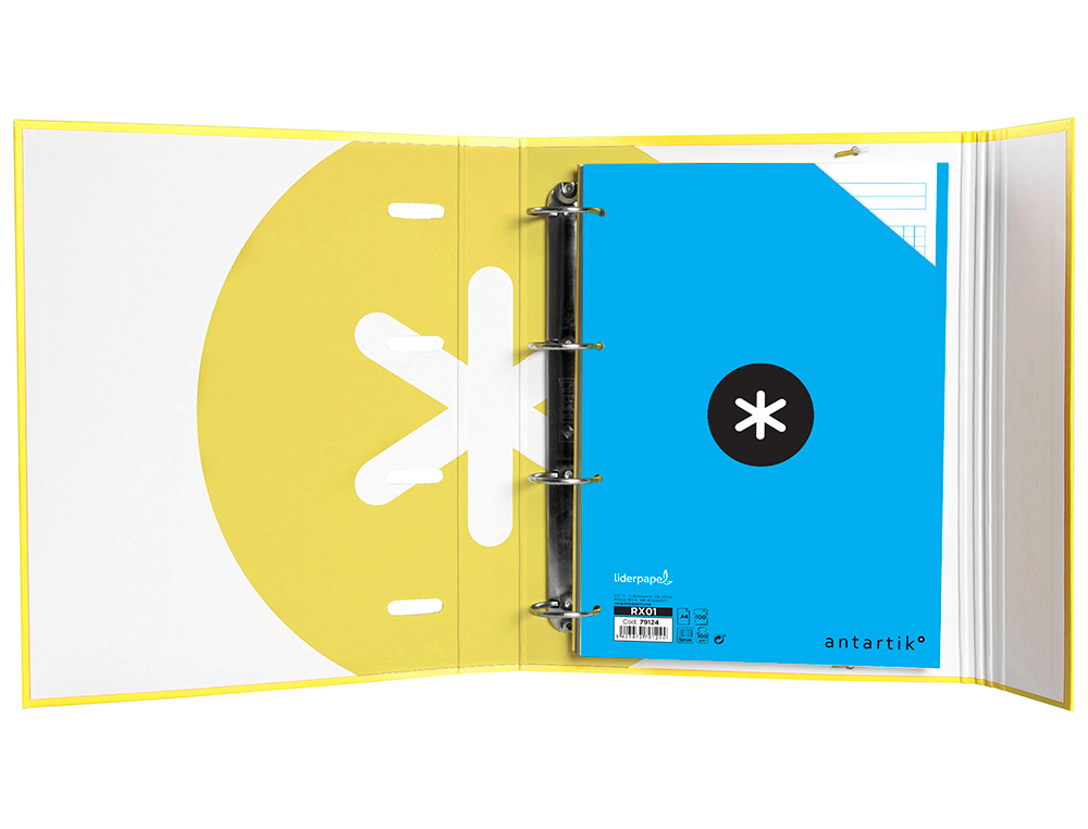 CLASSEUR ANTARTIK TRENDING TOPIC 2020 4 ANNEAUX RONDS    40MM FEUILLET MOBILE A4 5X5MM COLORIS JAUNE