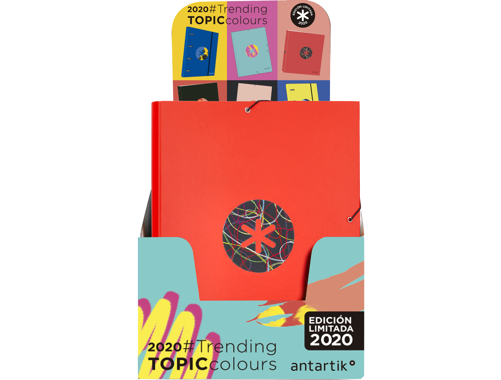 CLASSEUR ANTARTIK TRENDING TOPIC 2020 4 ANNEAUX RONDS    40MM FEUILLET MOBILE A4 5X5MM COLORIS ASSORTIS